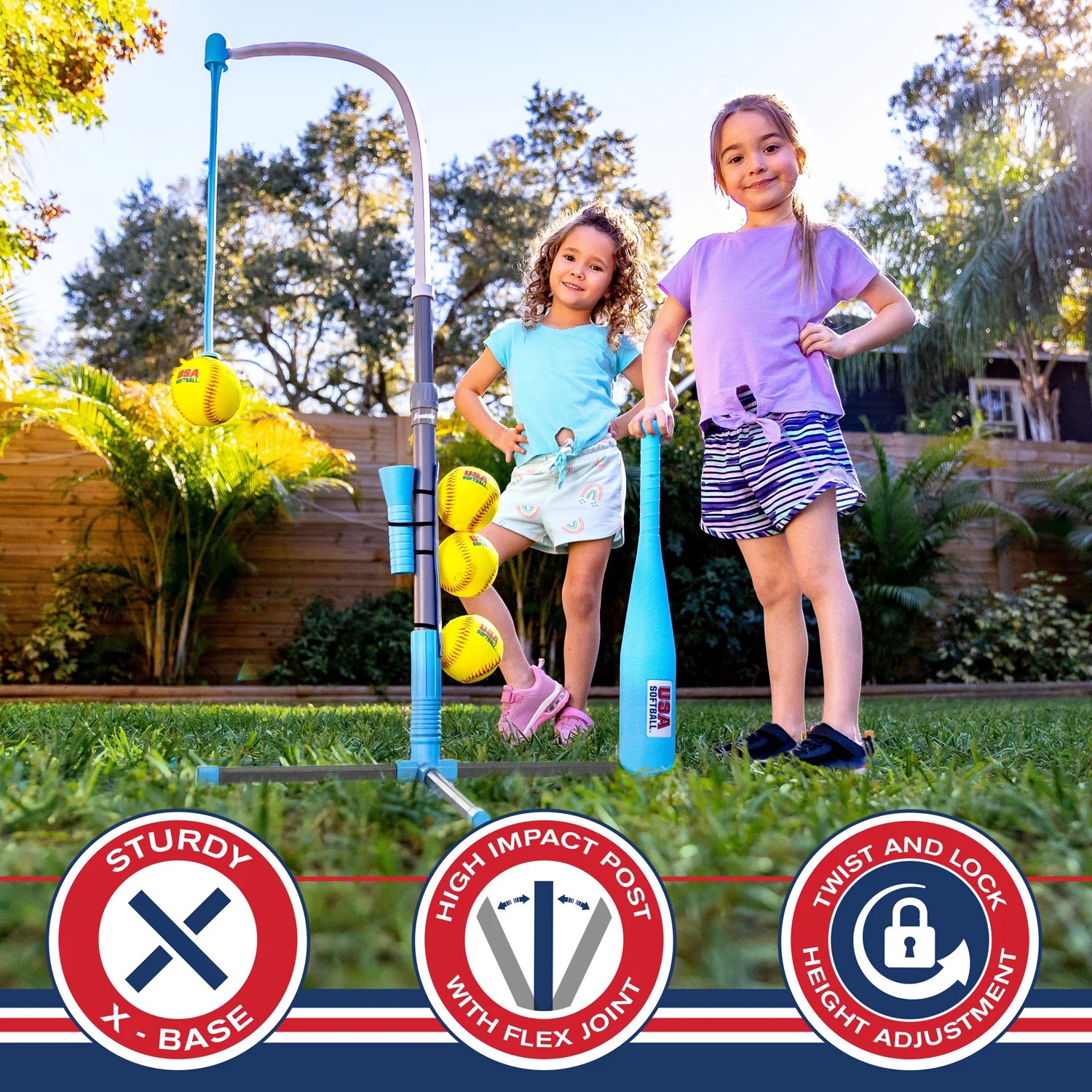 Franklin Kids' USA Softball 2in1 GrowwithMe Batting Tee Academy