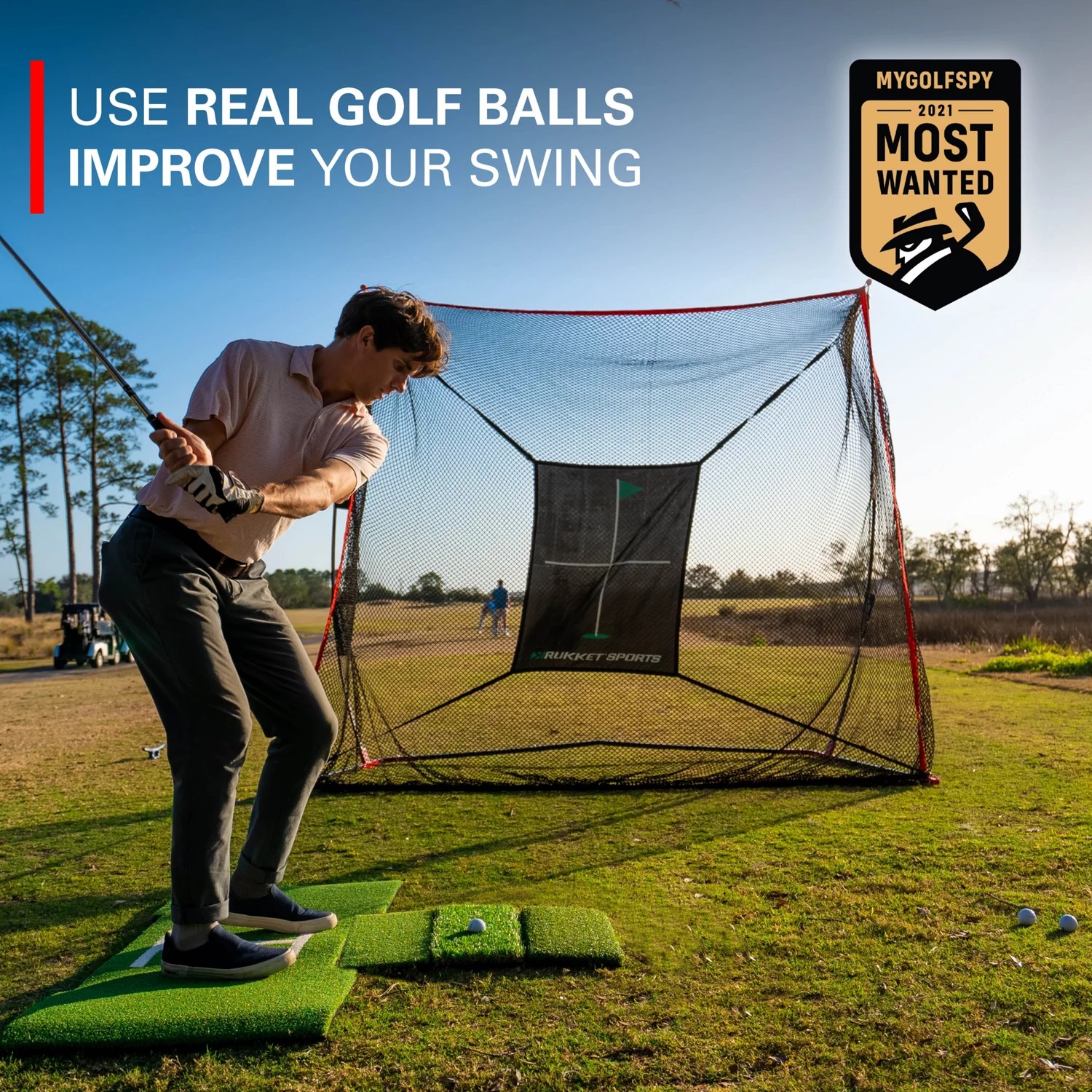 Rukket Sports 9x7ft Haack Pro Golf Net With TriTurf Mat Academy