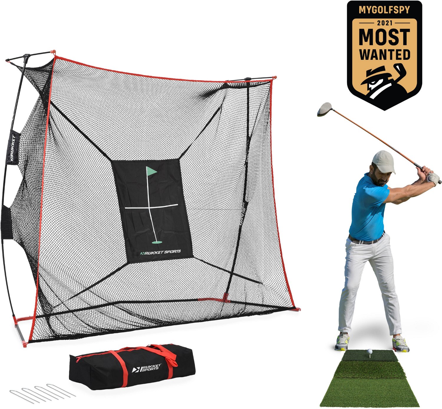Rukket Sports 9x7ft Haack Pro Golf Net With TriTurf Mat Academy