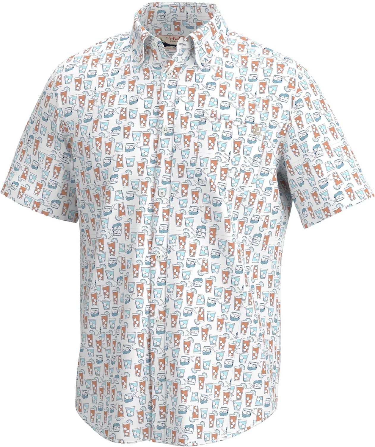 Huk Men's Kona Dolphin Cocktail Button Down Shirt Academy
