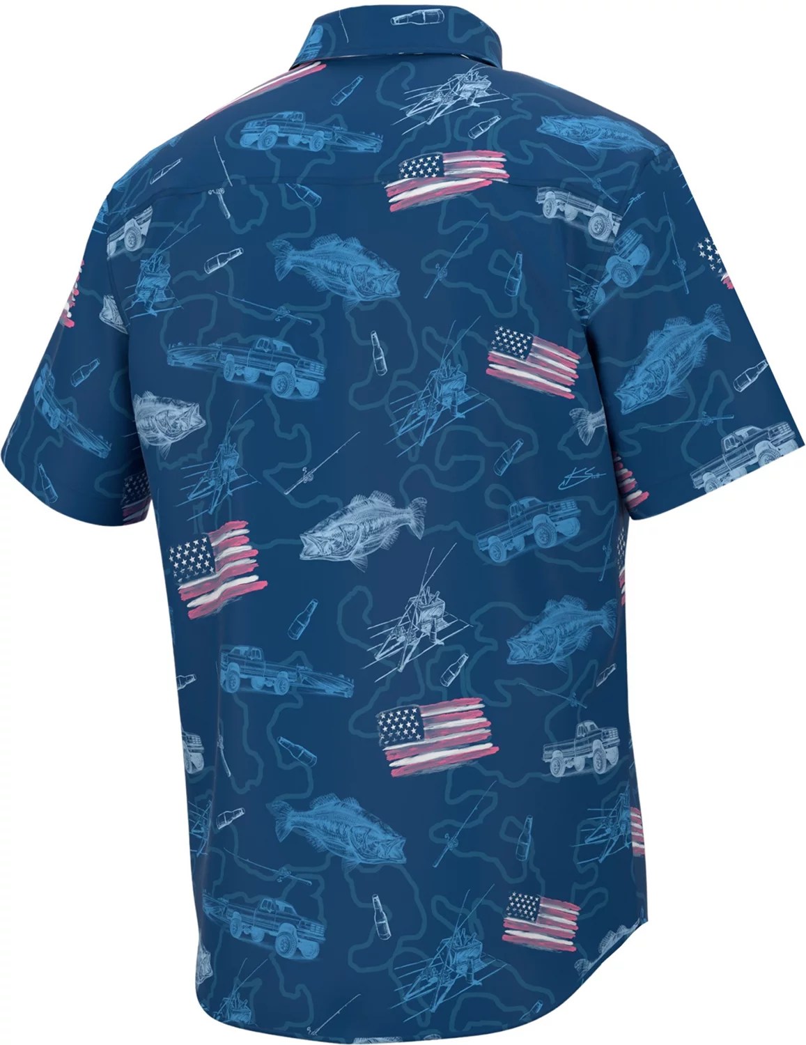 Huk Men's Kona Fish and Flags Button Down Shirt Academy