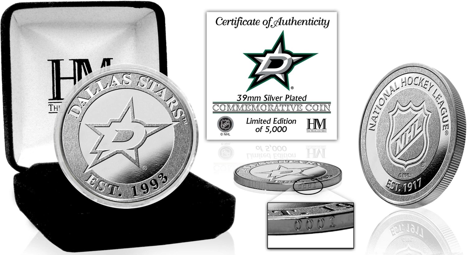 The Highland Mint Dallas Stars Silver Mint Coin Academy