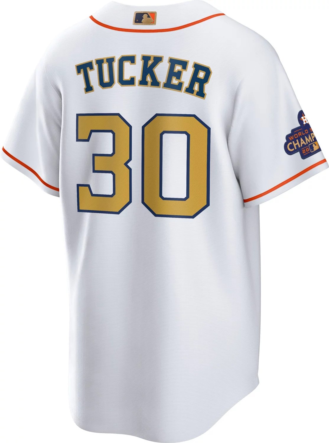 Nike Men's Houston Astros Tucker Gold Replica Jersey Academy