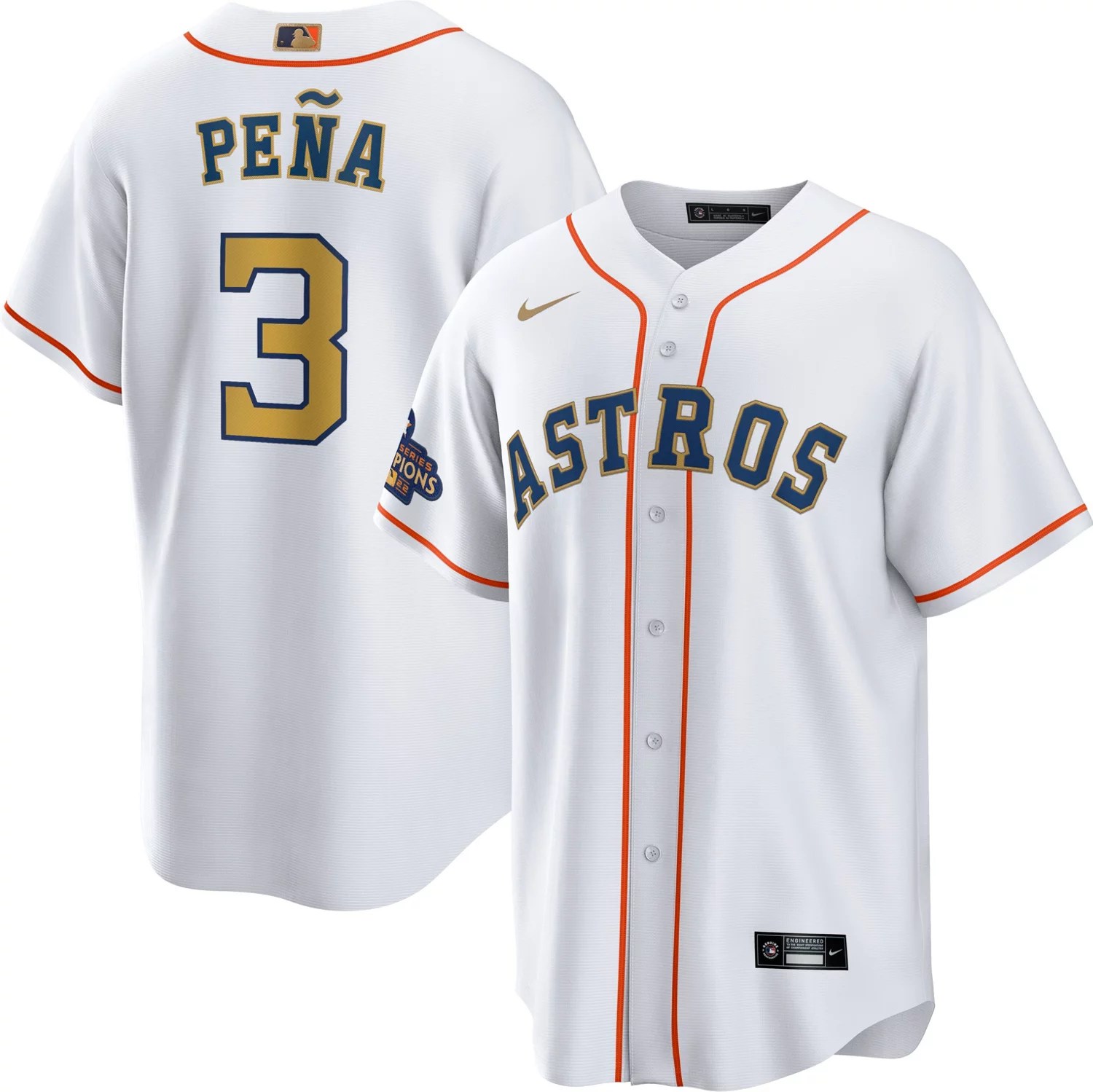Nike Men's Houston Astros Gold Jeremy Pena Replica Jersey Academy