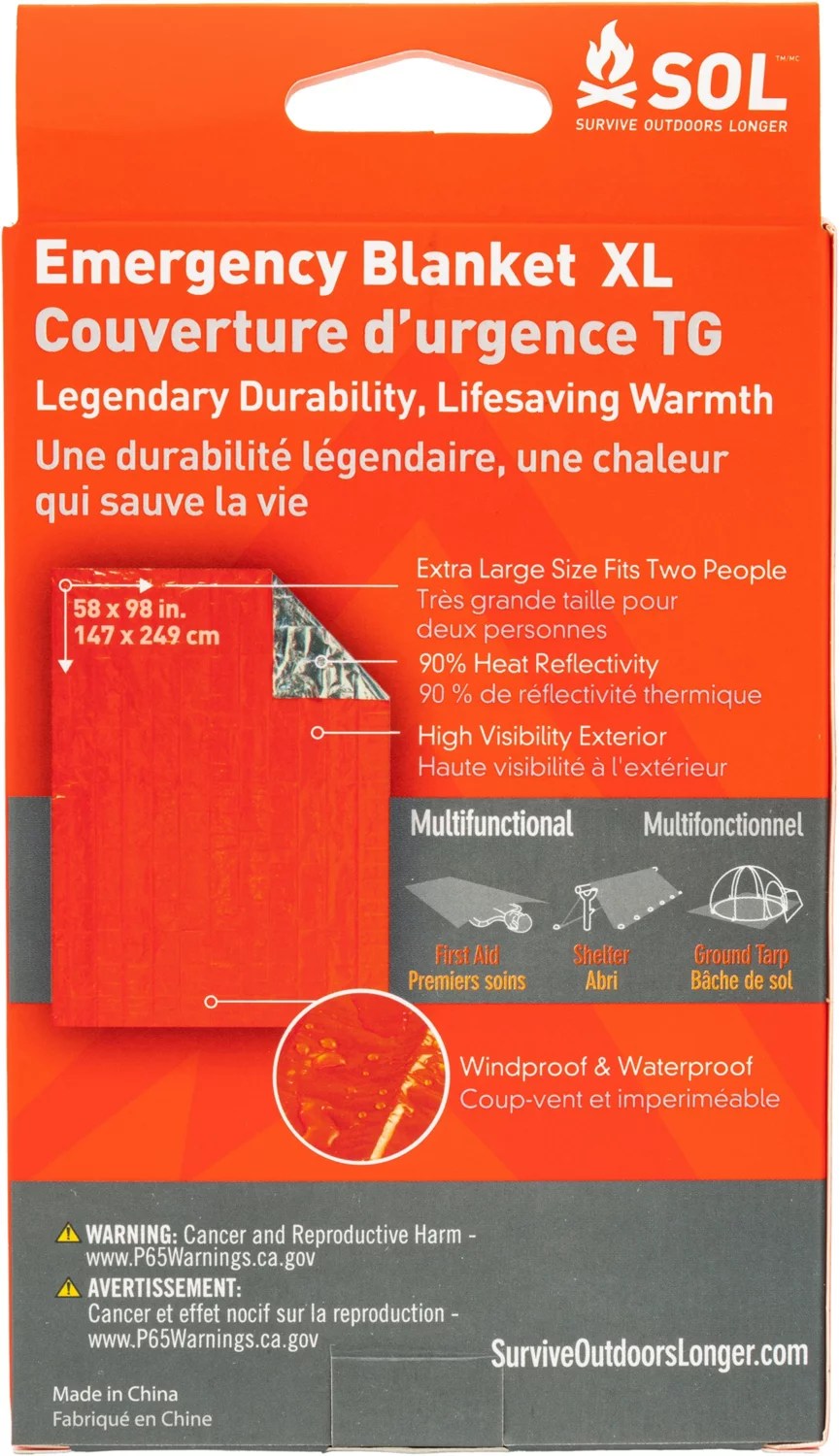 SOL Emergency Blanket XL Academy