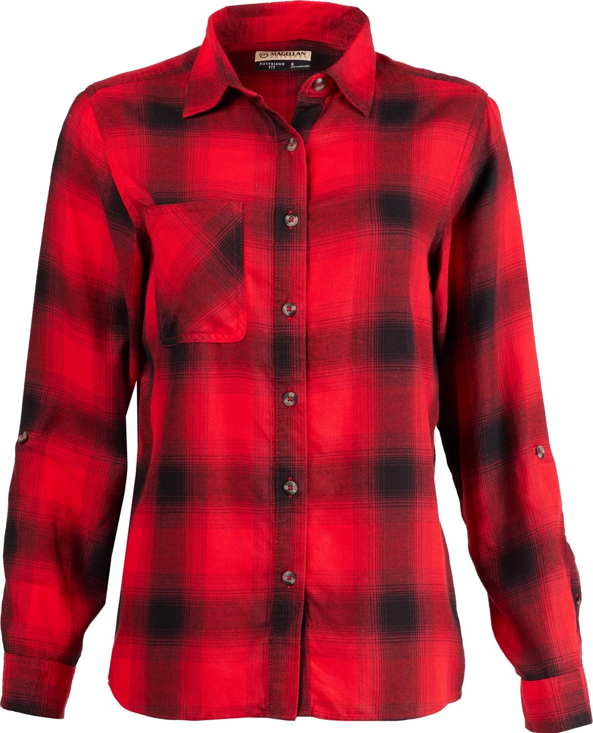Magellan Outdoors Women's Willow Creek Plaid Long Sleeve Shirt Academy