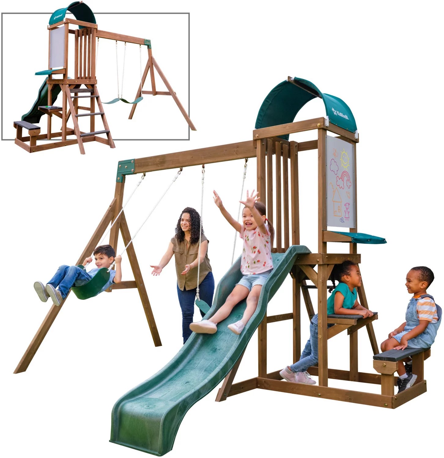 KidKraft Wilderness Point Wood Swing Set Academy