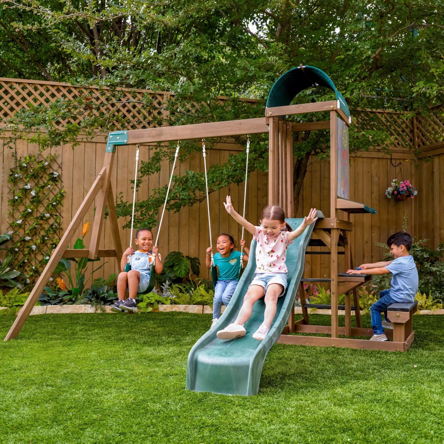 KidKraft Wilderness Point Wood Swing Set Academy