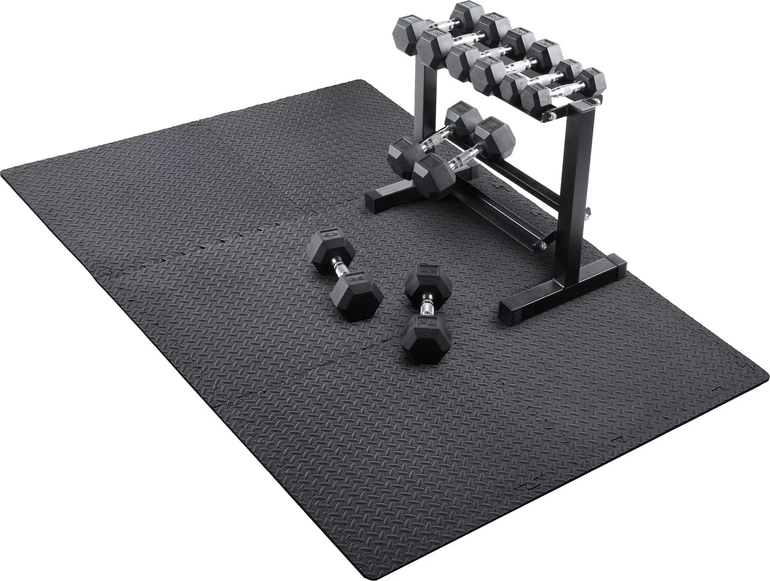 BCG ½” Diamond Plate Fitness Flooring System 6Pack Academy