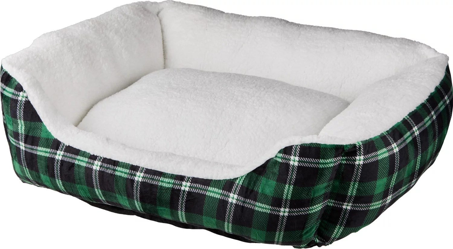 Academy Sports + Outdoors Green Plaid Plush Dog Bed Academy