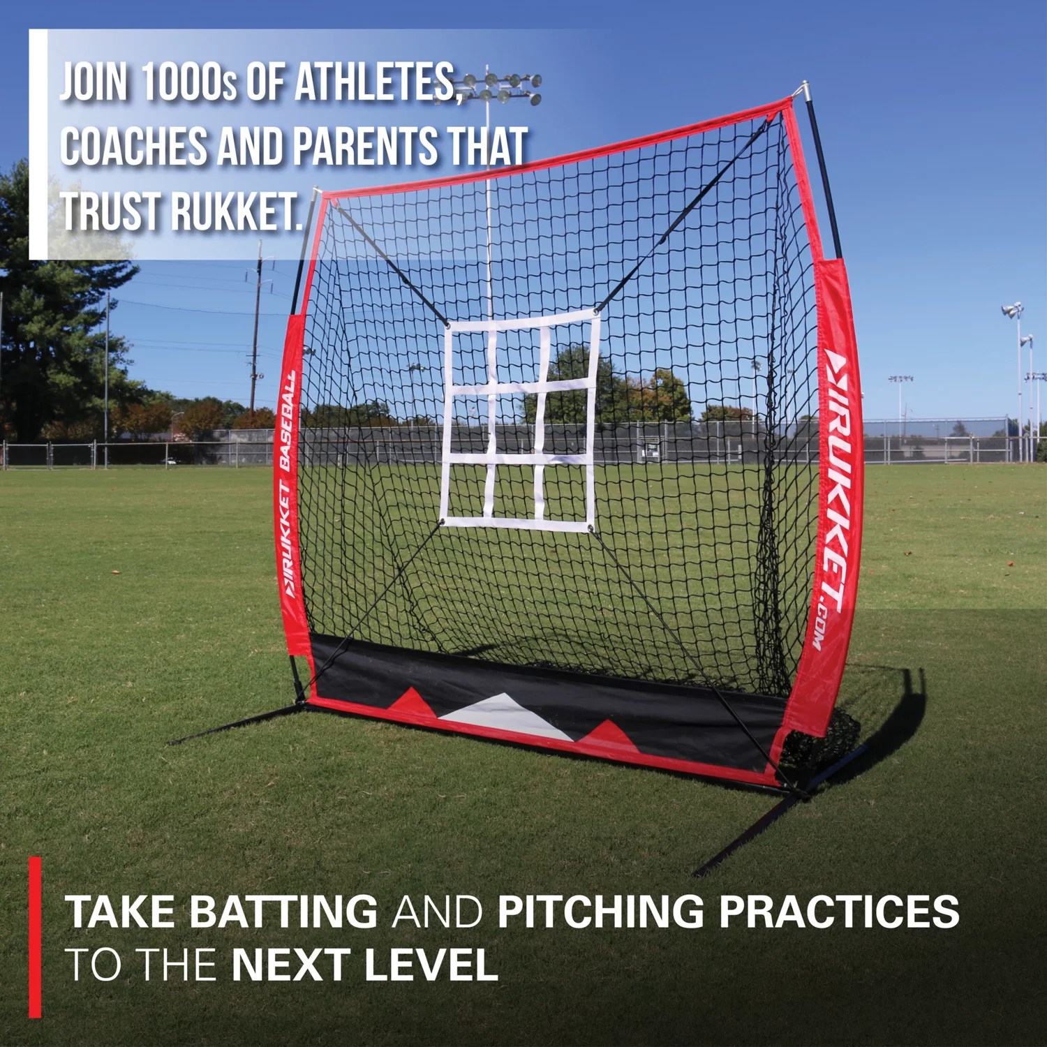 Rukket Sports 5 ft x 5 ft Baseball/Softball Net with 3 Weighted Balls