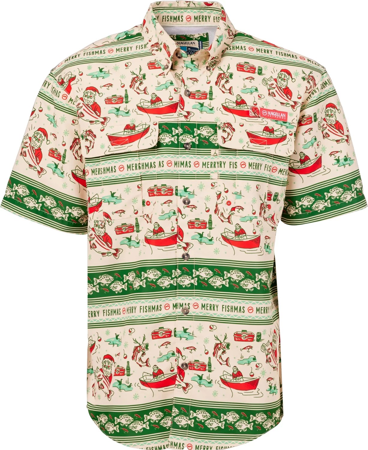 Magellan Outdoors Men's Laguna Madre Holiday ButtonDown Shirt Academy