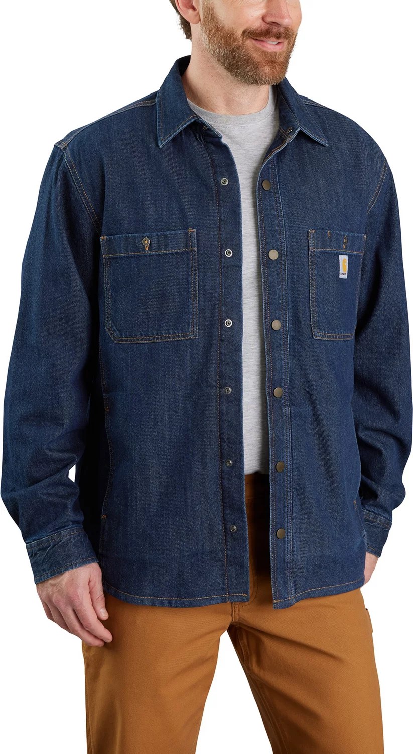 Carhartt Men's Denim Fleece Lined Shirt Jacket Academy
