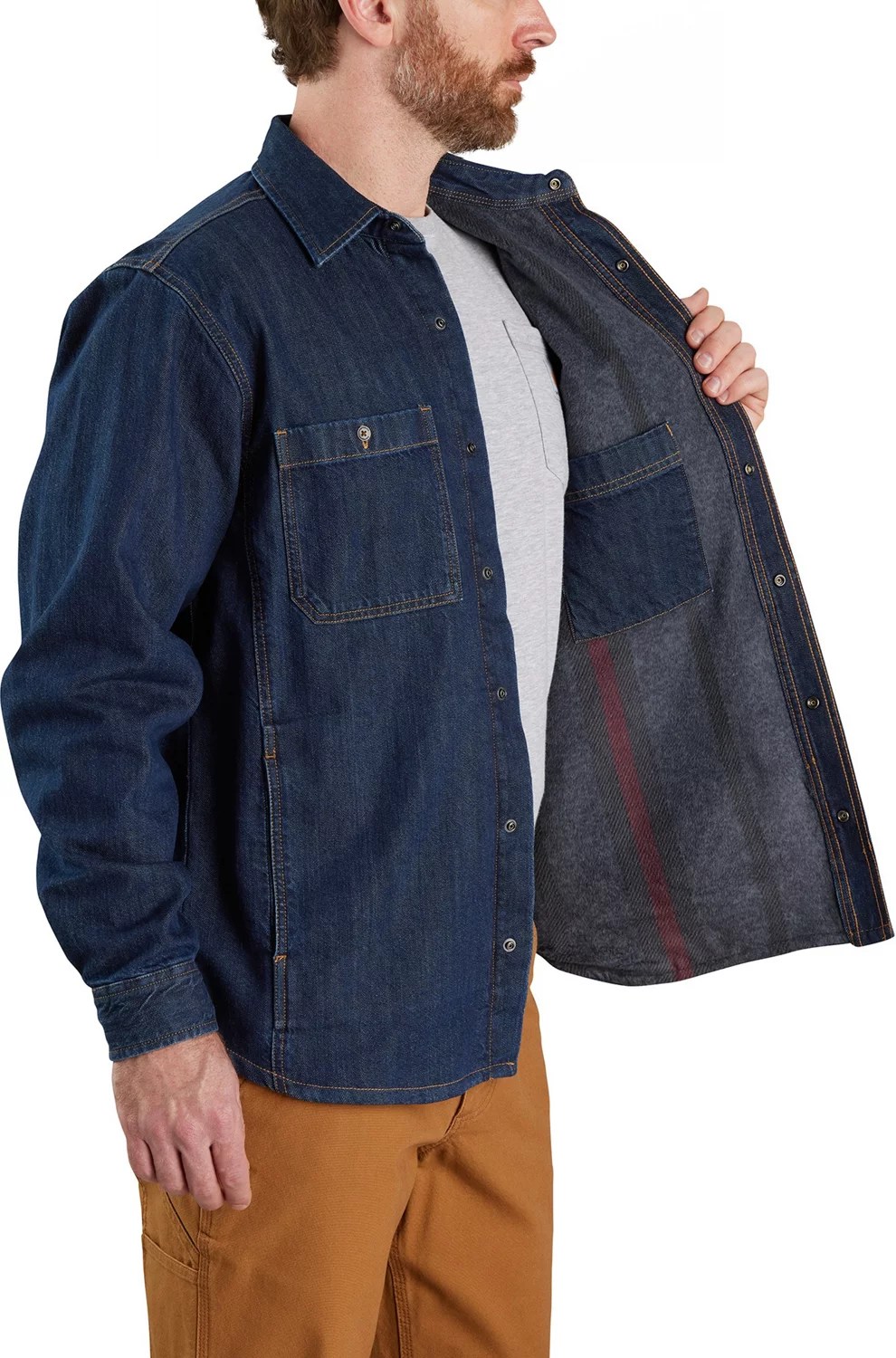 Carhartt Men's Denim Fleece Lined Shirt Jacket Academy