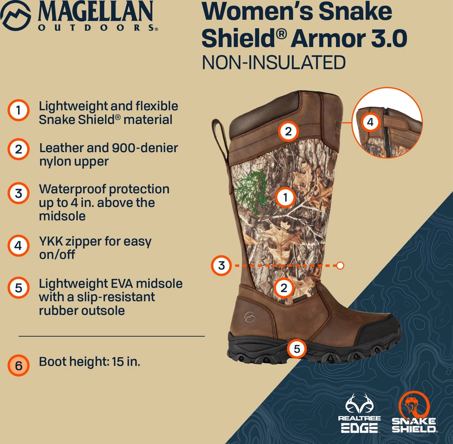 Magellan Outdoors Women's Snake Shield Armor 3.0 Boots Academy