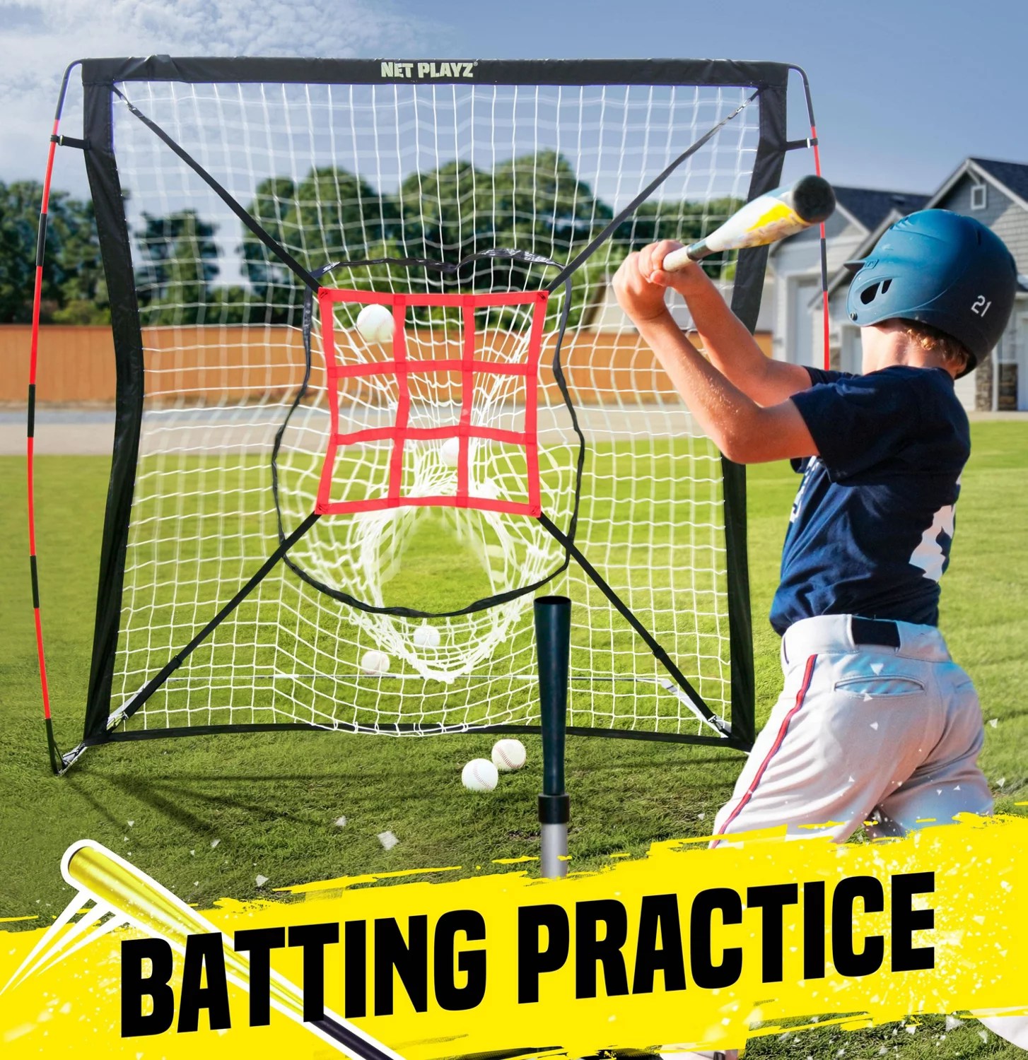 NetPlayz 5 ft x 5 ft Baseball Hitting/Pitching Net Academy
