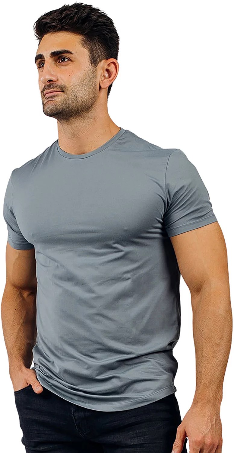 Barbell Apparel Men's Fitted Drop Hem Short Sleeve Tshirt Academy