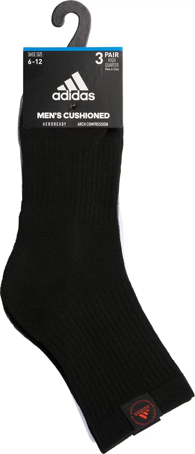 adidas Men's Cushioned Classic High Quarter Socks 3Pack Academy