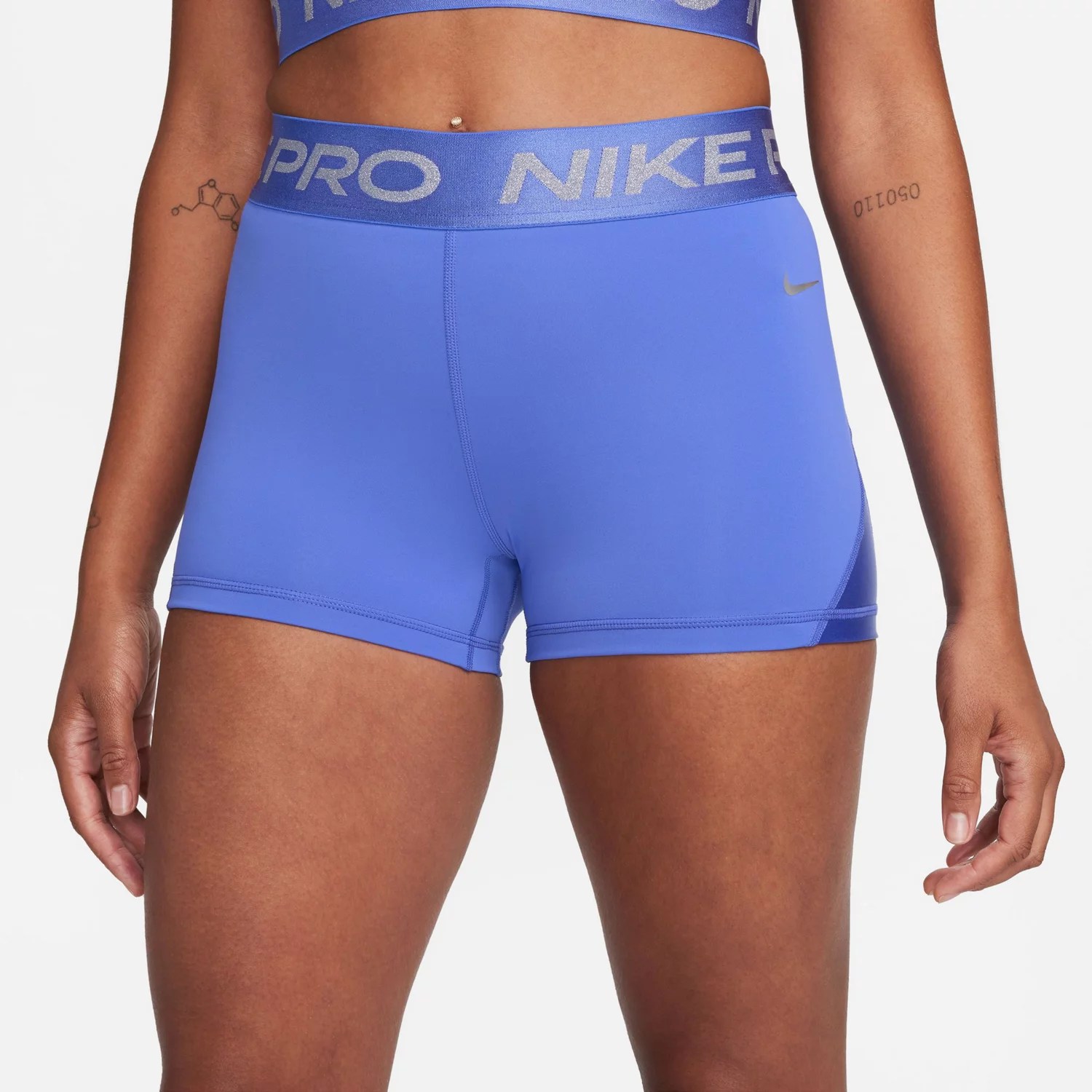 Nike Women's Pro MidRise Shine Shorts 3 in Academy
