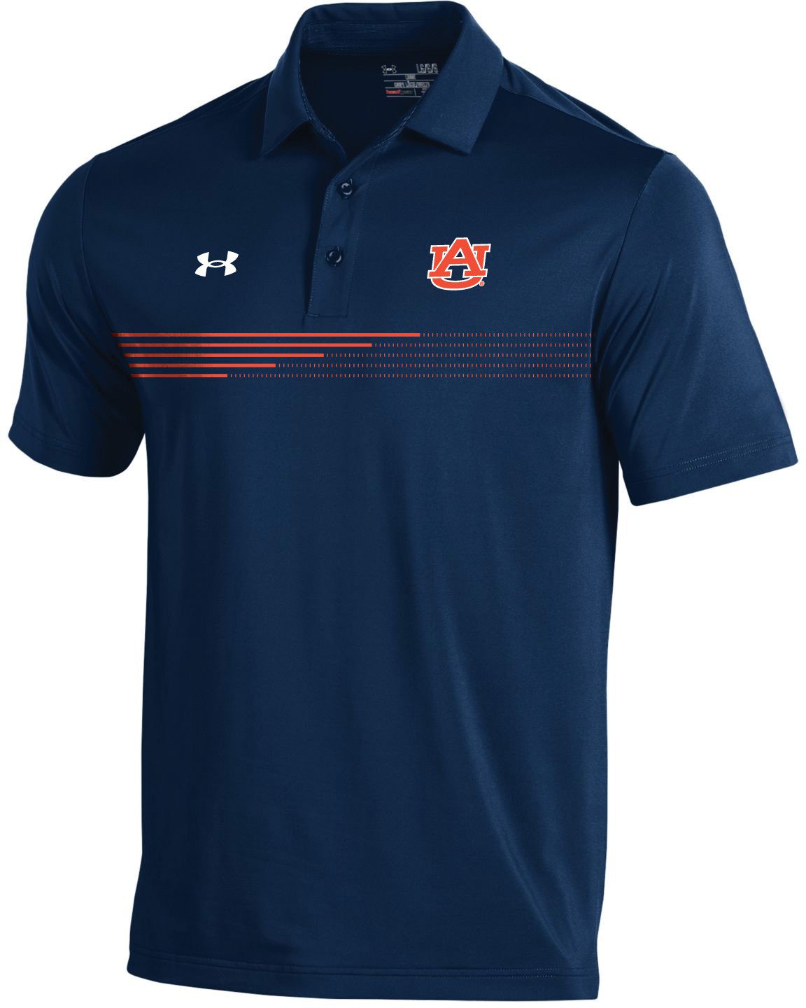 Under Armour Men's Auburn University Sideline 2T Green Stripe Polo