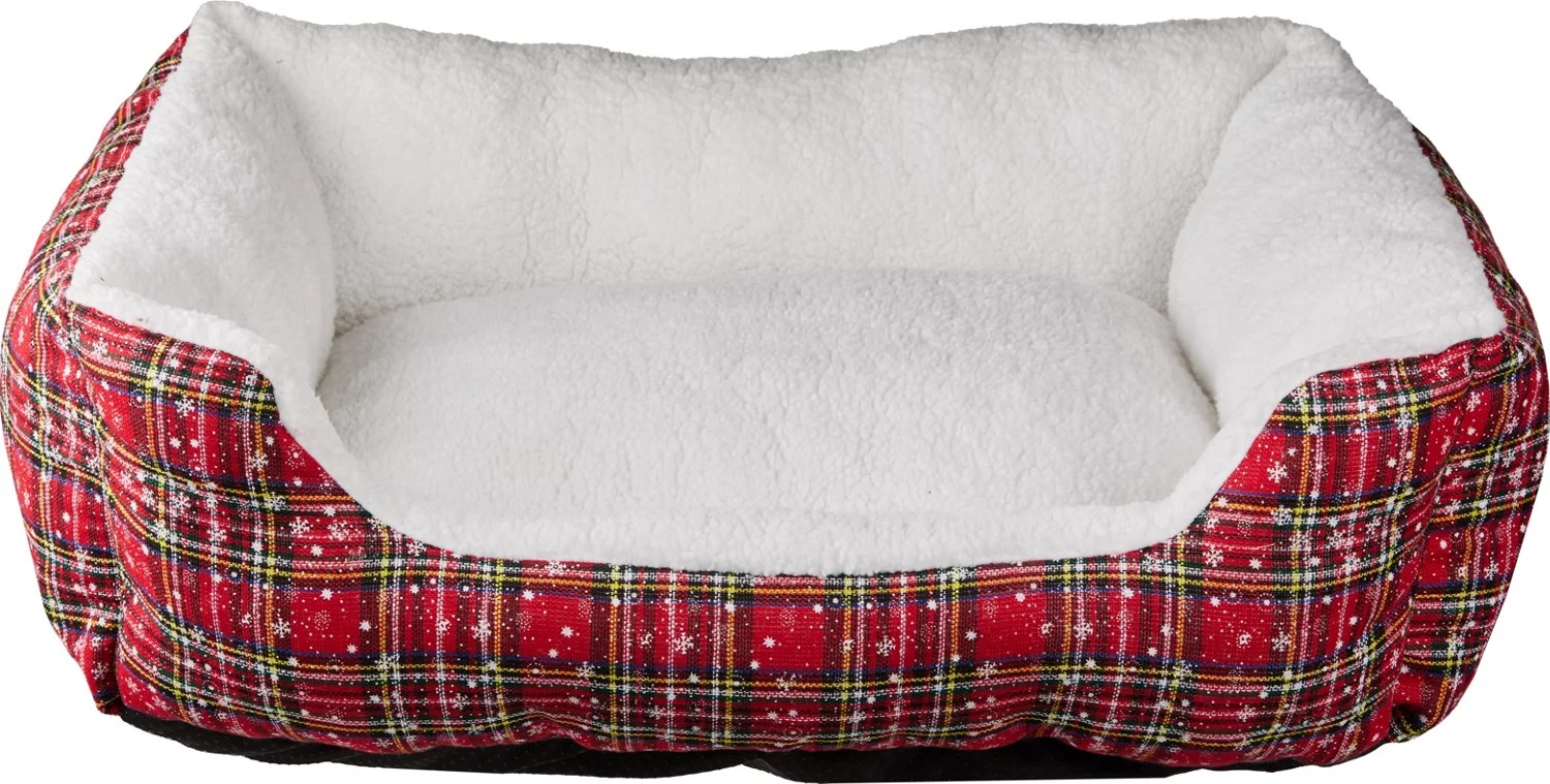 Academy Sports + Outdoors Holiday Red Plaid Plush Dog Bed Academy