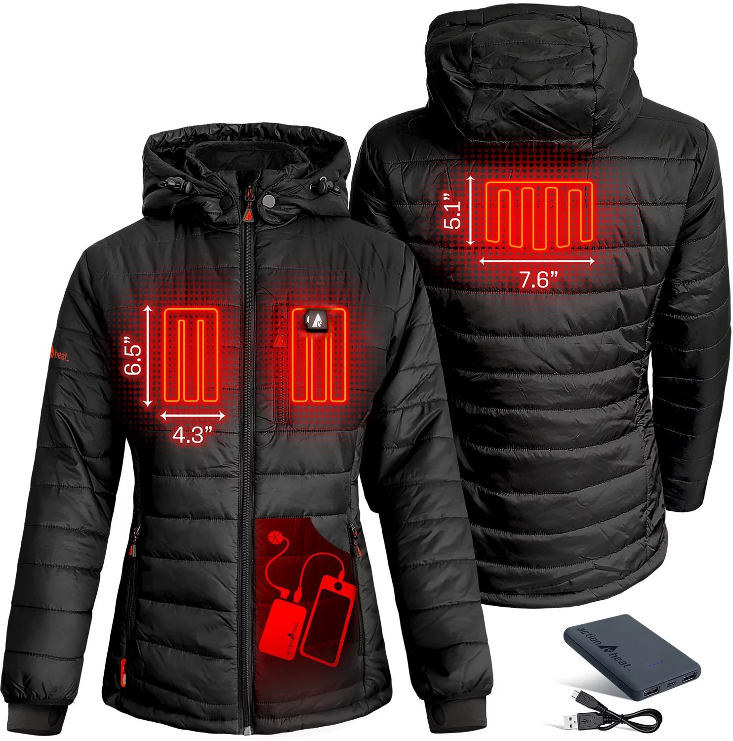 ActionHeat Women's 5V Battery Heated Puffer Jacket with Hood Academy