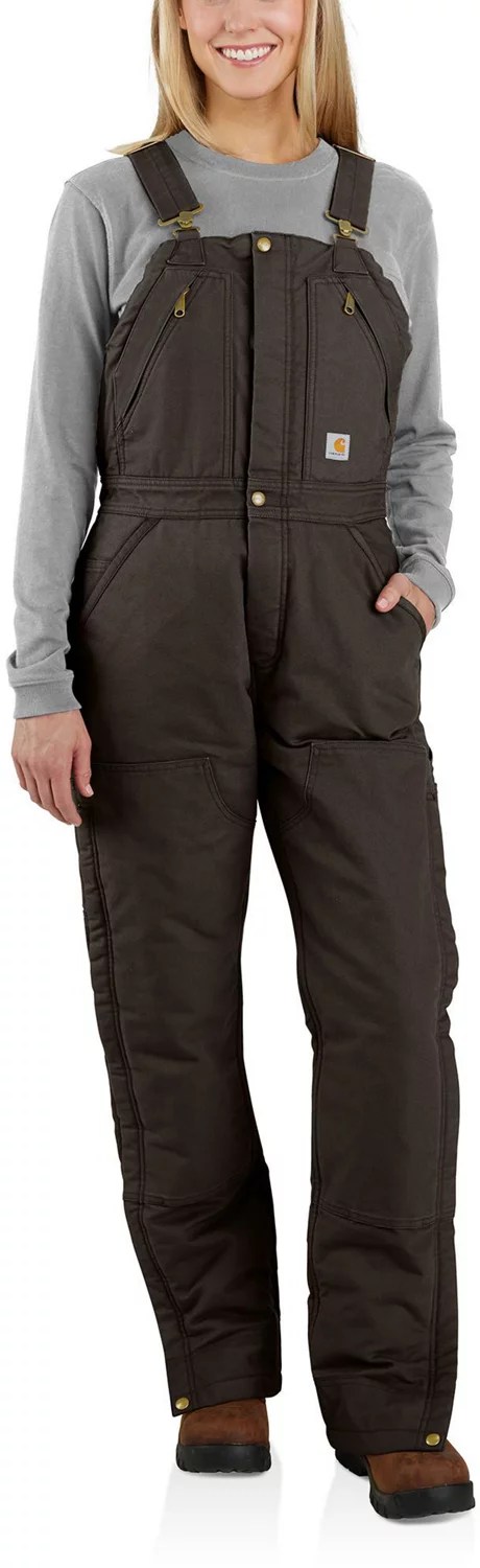 Carhartt Women's Loose Fit Washed Duck Insulated Bib Coverall Academy