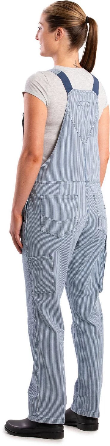 Berne Women's Vintage Washed Flex Hickory Stripe Bib Overall Academy