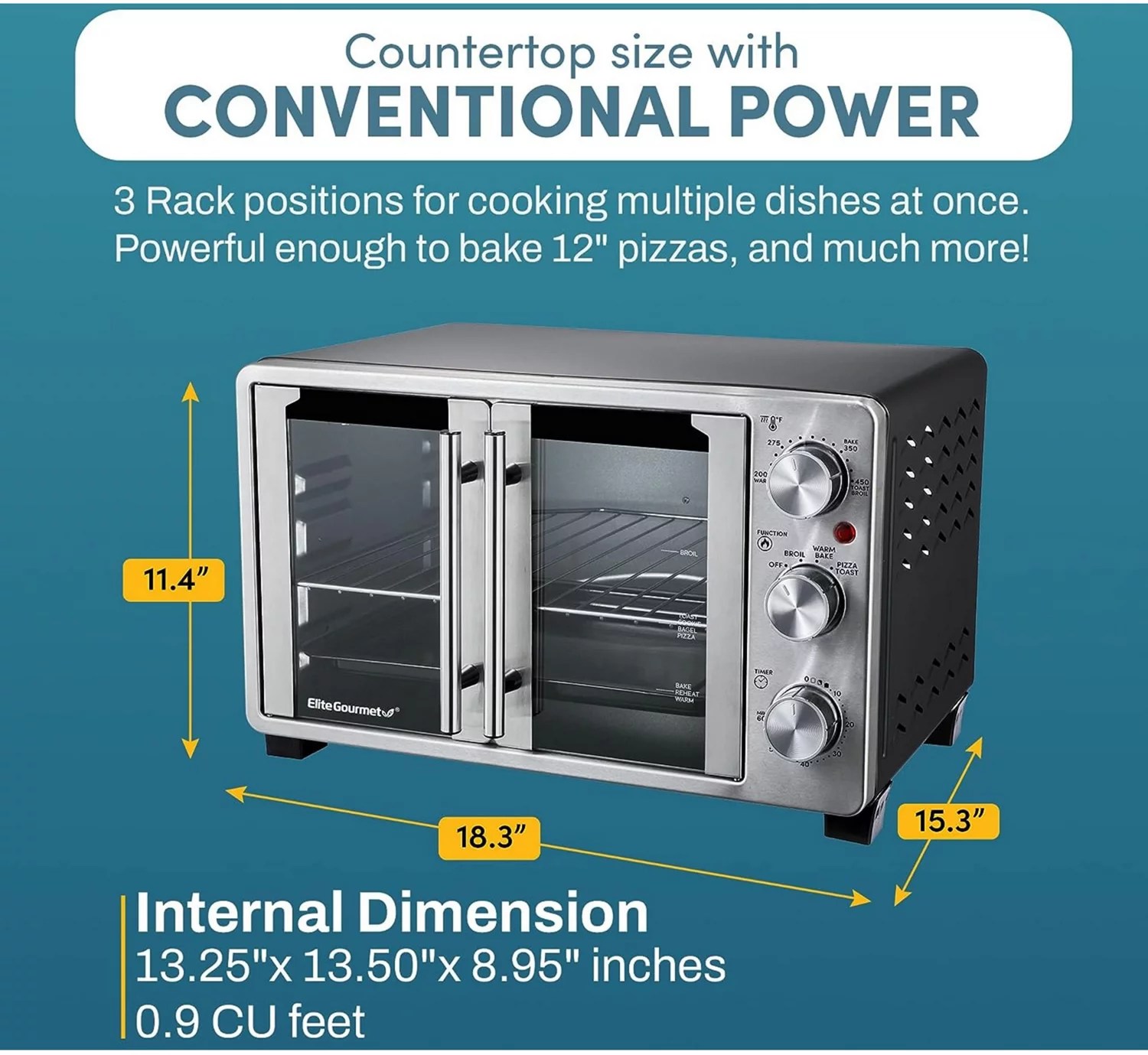 Elite Gourmet Double French Door Toaster Oven Academy