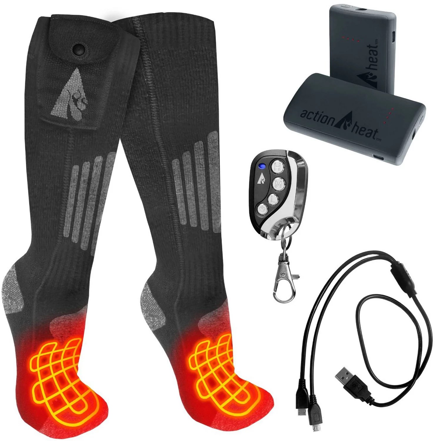 ActionHeat Cotton 3.7V Rechargeable Heated Socks Academy