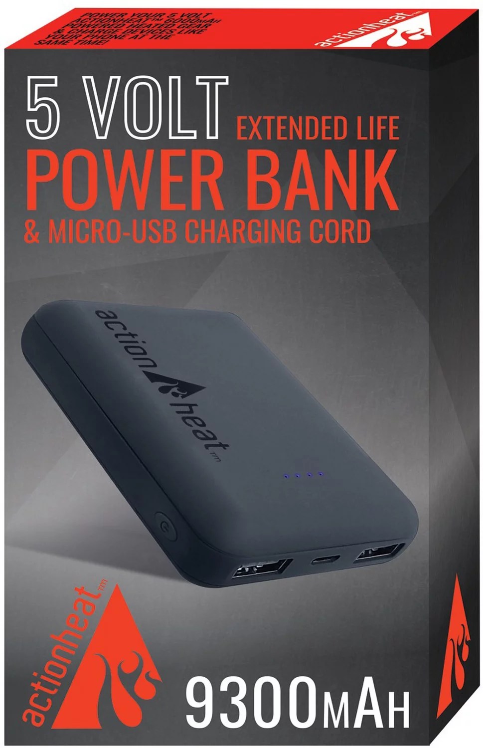 ActionHeat 5 Volt 9300mAh Extended Life Power Bank Kit Academy