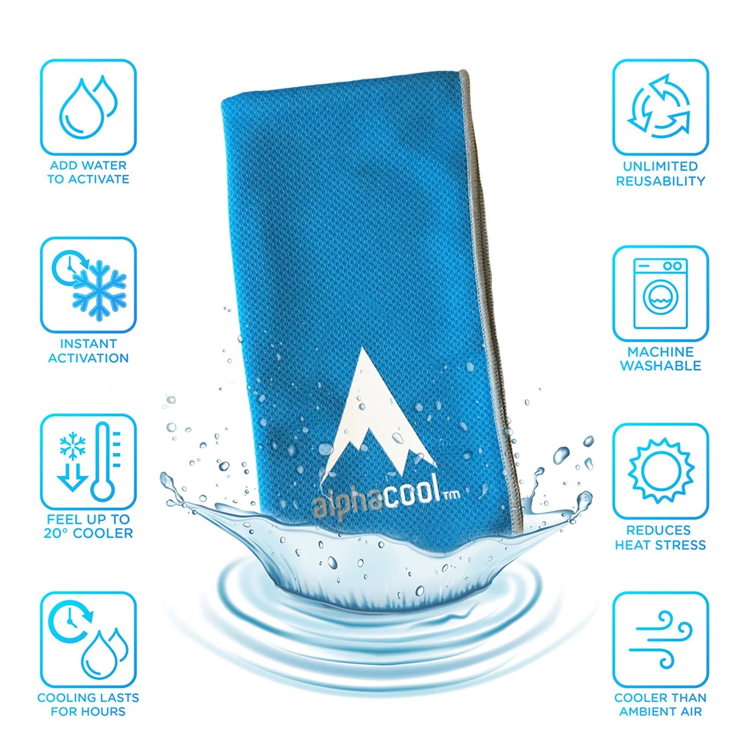 AlphaCool Mesh Instant Cooling Towels 2Pack Academy