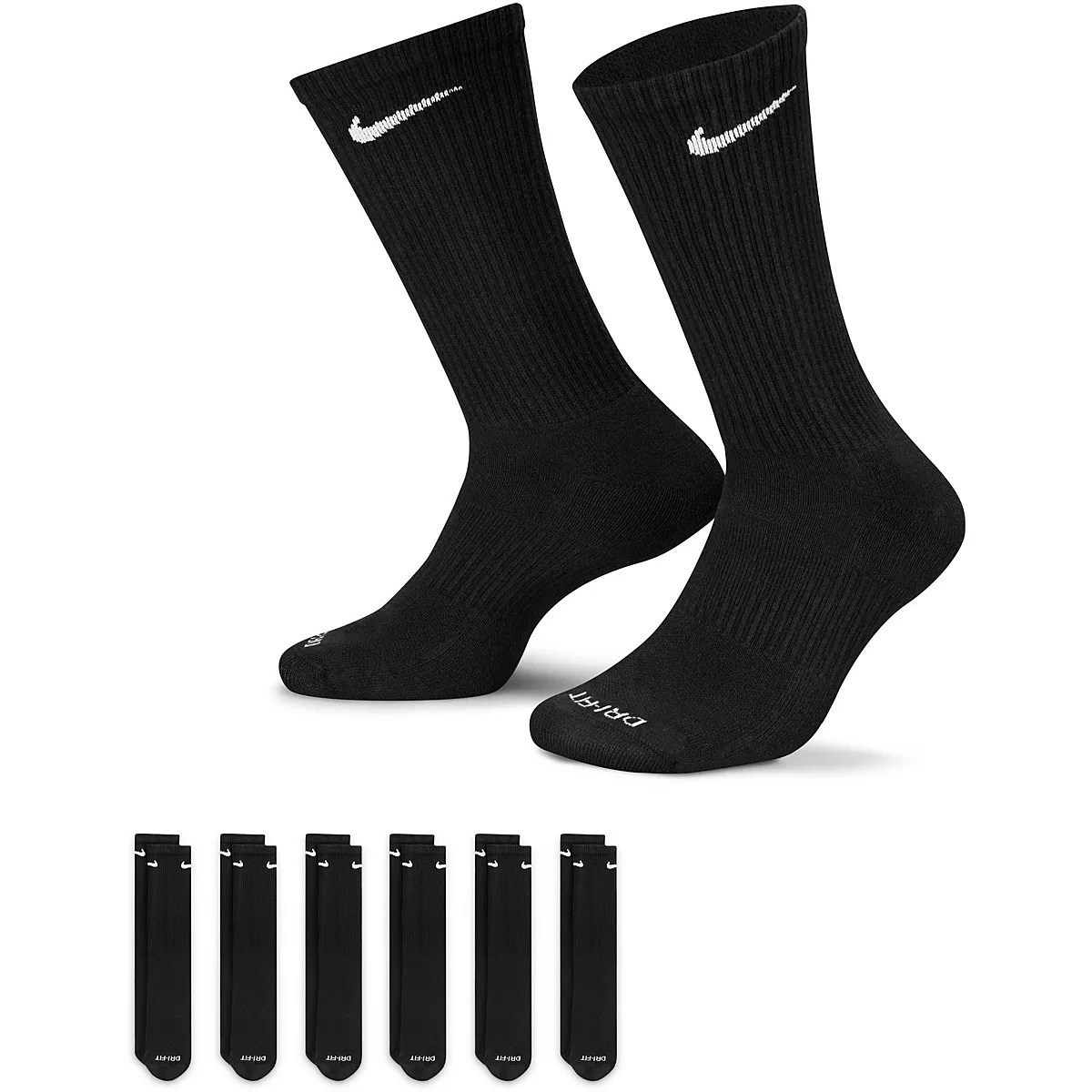 Nike Men's Everyday Plus Cushion Training Crew Socks 6 Pack Academy