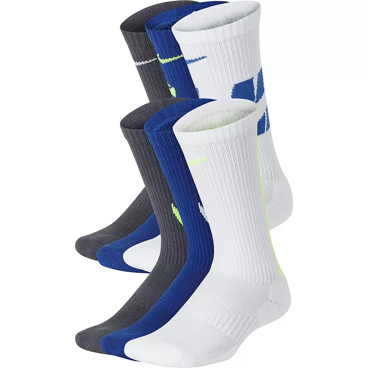 Nike Youth Everyday DriFIT Cushioned Crew Socks 6 Pack Academy