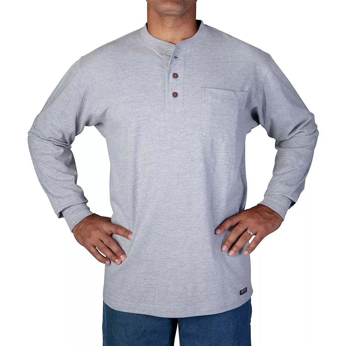 Smith's Workwear Men's Workwear Long Sleeve Henley Shirt Academy