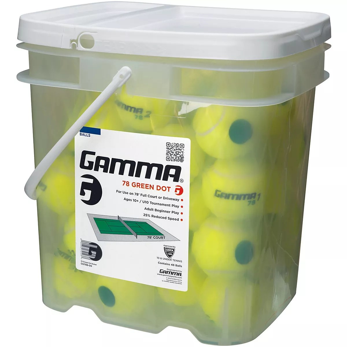 Gamma 78 Green Dot Tennis Balls 48Pack Academy