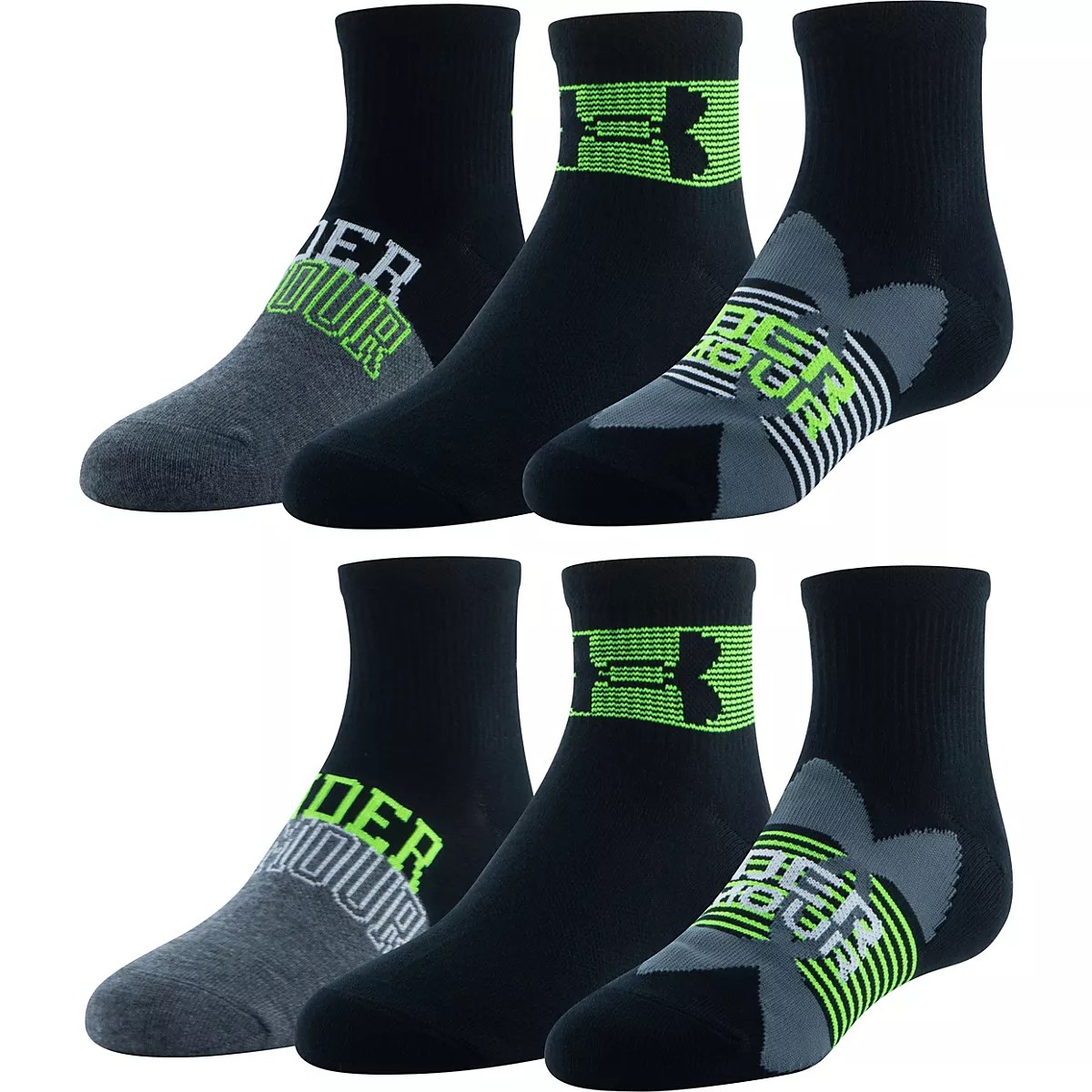 Under Armour Youth Essential Quarter Socks 6Pack Academy