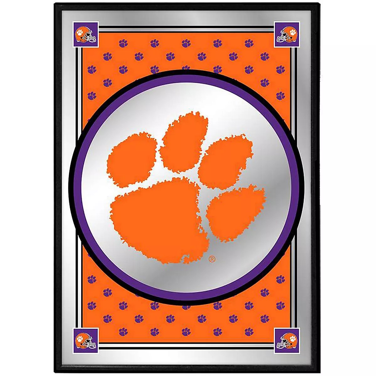 The FanBrand Clemson University Team Spirit Framed Mirrored Wall Sign