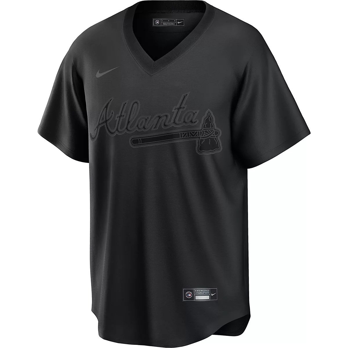 Nike Men's Atlanta Braves Pitch Black Replica Jersey Academy