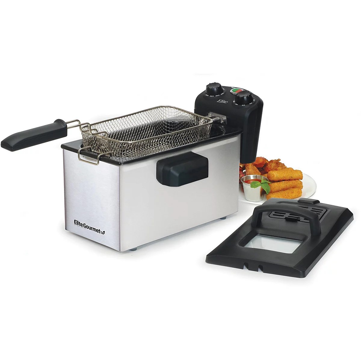 Elite Gourmet 3.5 qt Electric Immersion Deep Fryer with Lid Academy