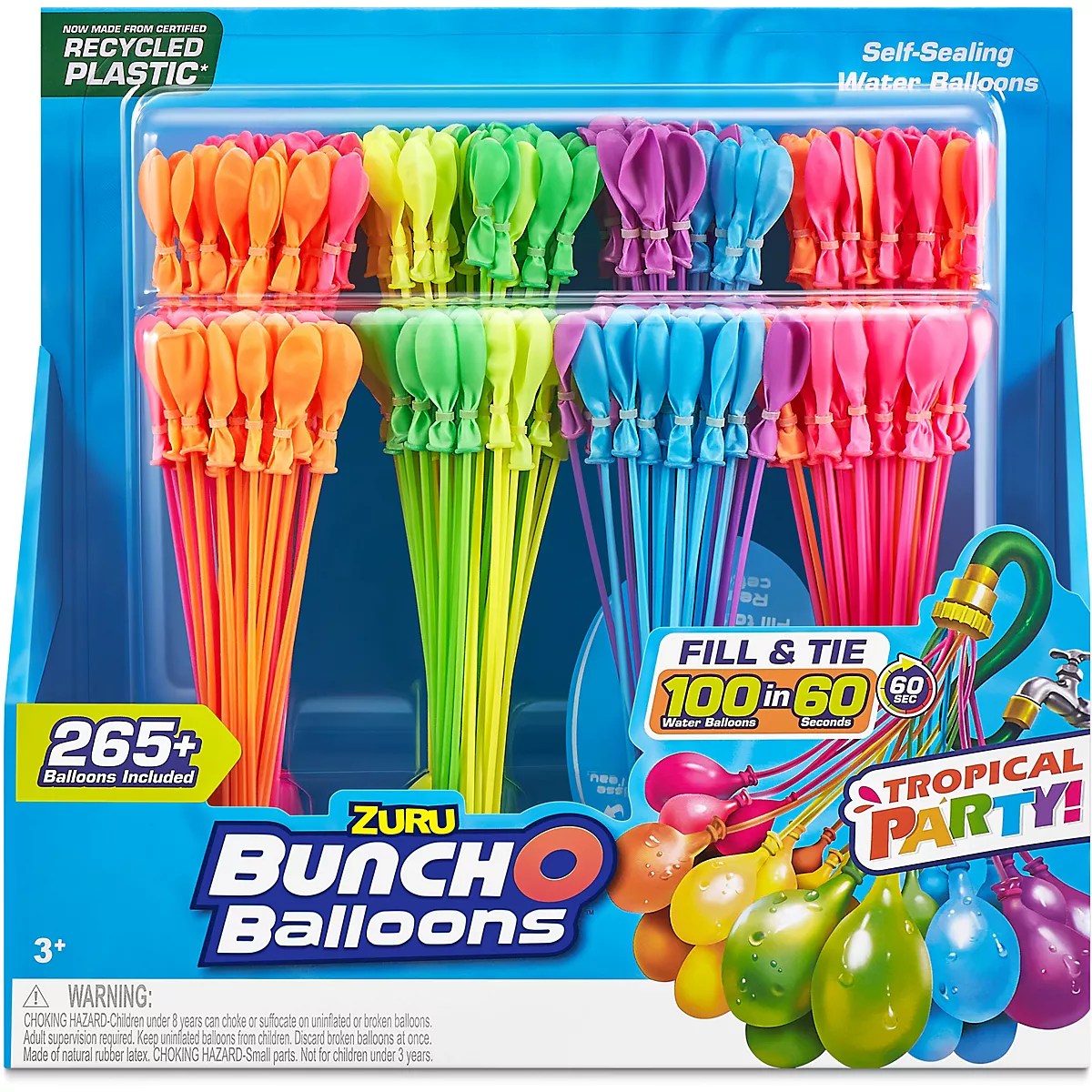 ZURU Bunch O Balloons Tropical Party 265+ Water Balloons 8Pack Academy