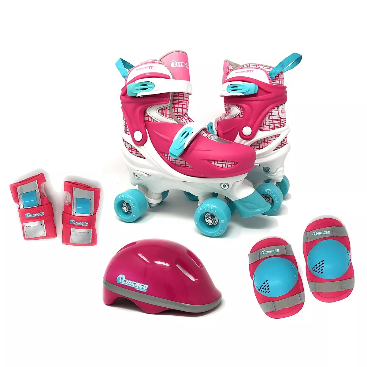 Chicago Skates Girls' Adjustable Quad Skate Combo Set Academy