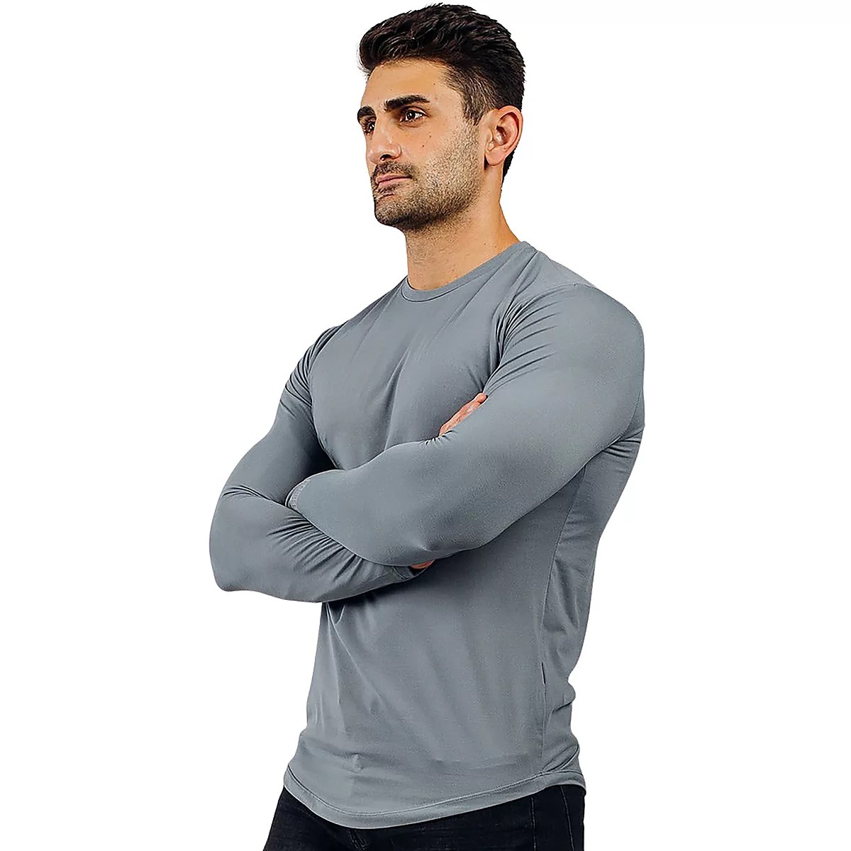 Barbell Apparel Men's Fitted Drop Hem Long Sleeve Tshirt Academy