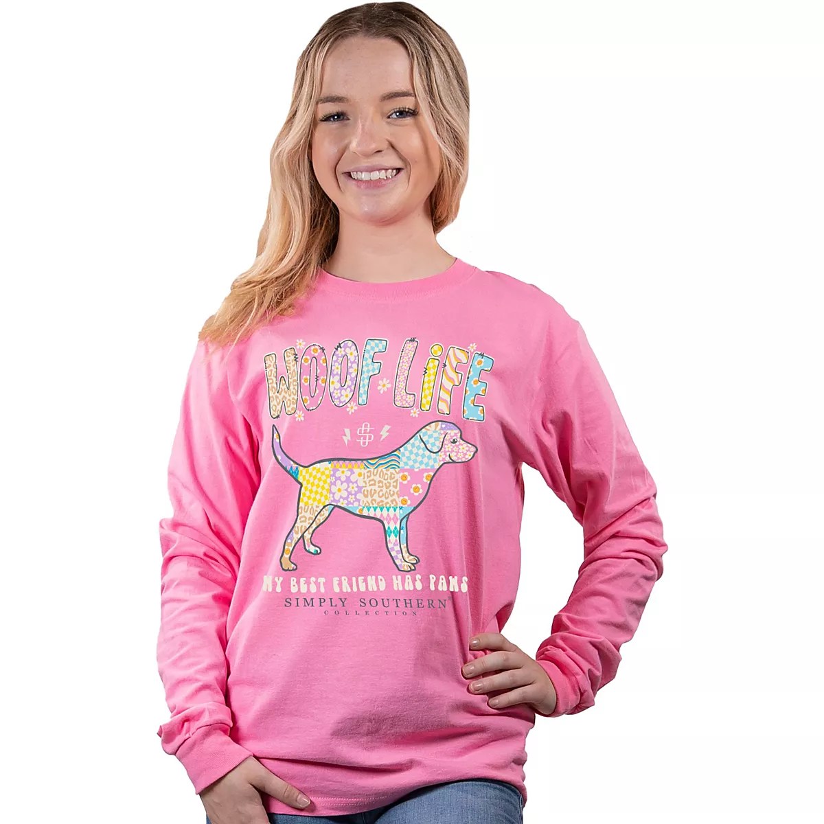 Simply Southern Girls' Woof Life Dog Long Sleeve Tshirt Academy