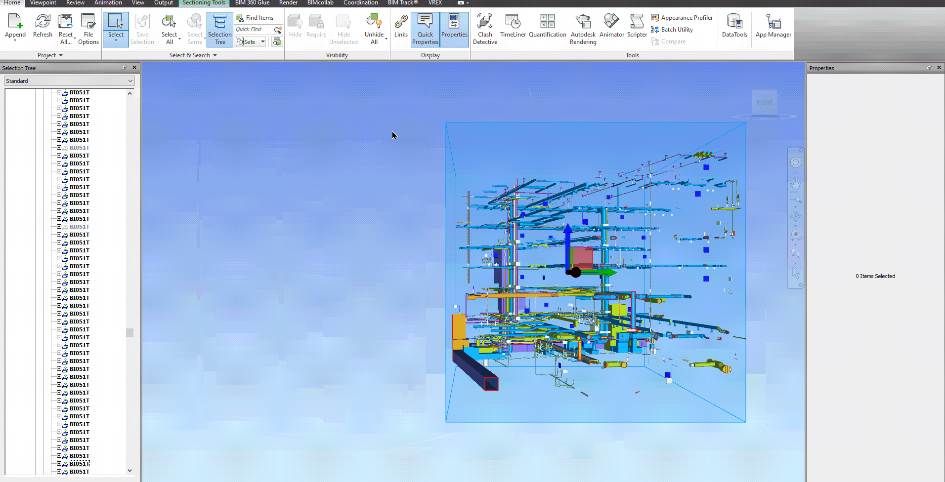 Navisworks export with Sectioning Vrex