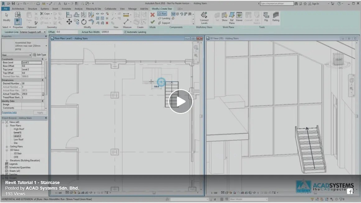 Revit Tutorial Video 1 Staircase Acad Systems Autodesk Gold
