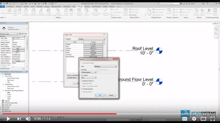 Revit tutorial video 6 Project Unit Acad Systems Autodesk Gold