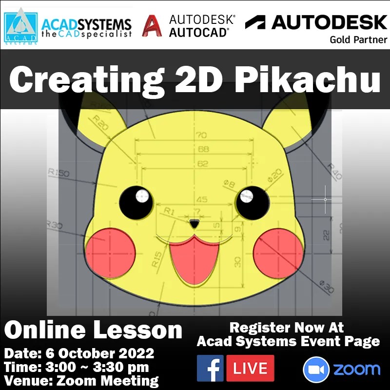 Create 2D Pikachu in AutoCAD Acad Systems Autodesk Gold Partner