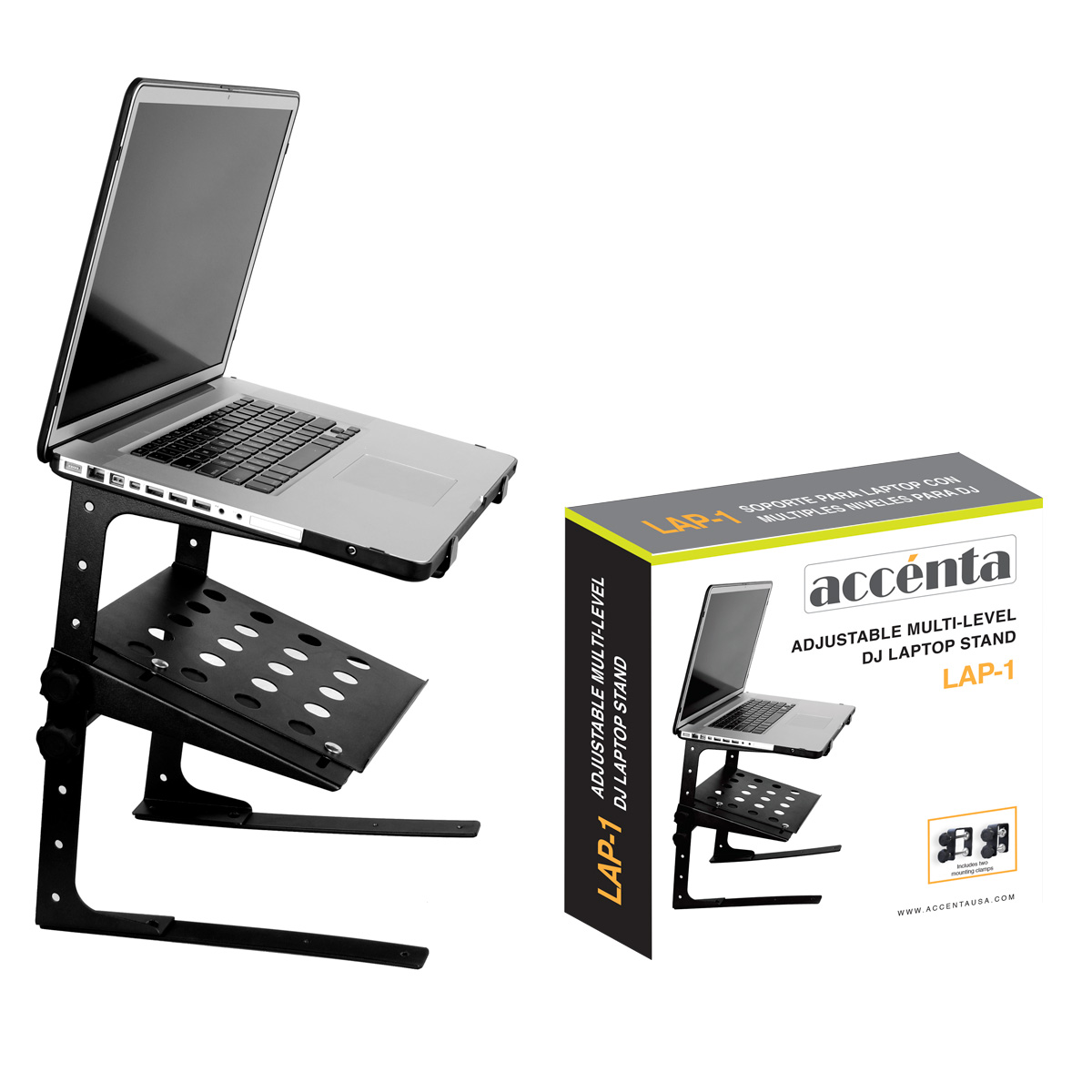 LAP1 Professional Grade Adjustable MultiLevel DJ Laptop Stand.