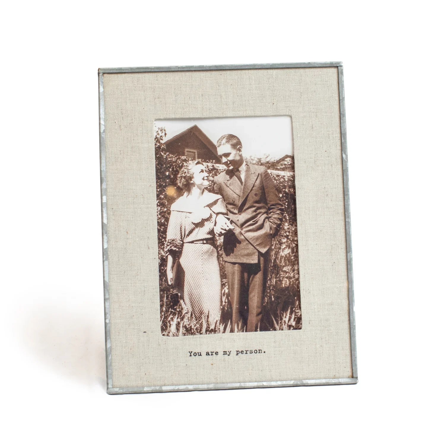 Glass Linen Photo Frame Accent Prone
